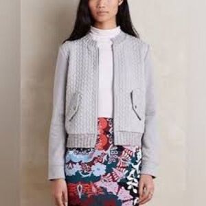 Anthropologie xs Elegant Women's Light Gray Bomber Jacket